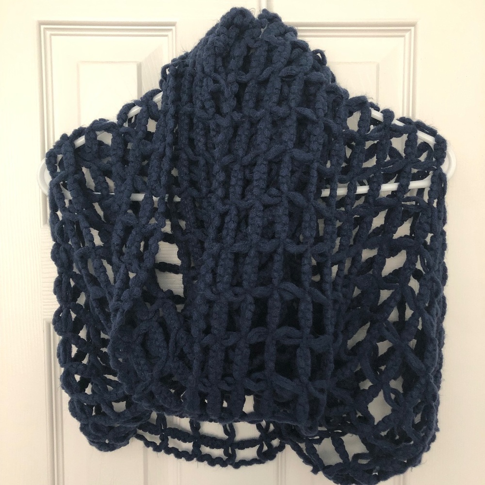 Dark Blue Wool Scarf/Shawl